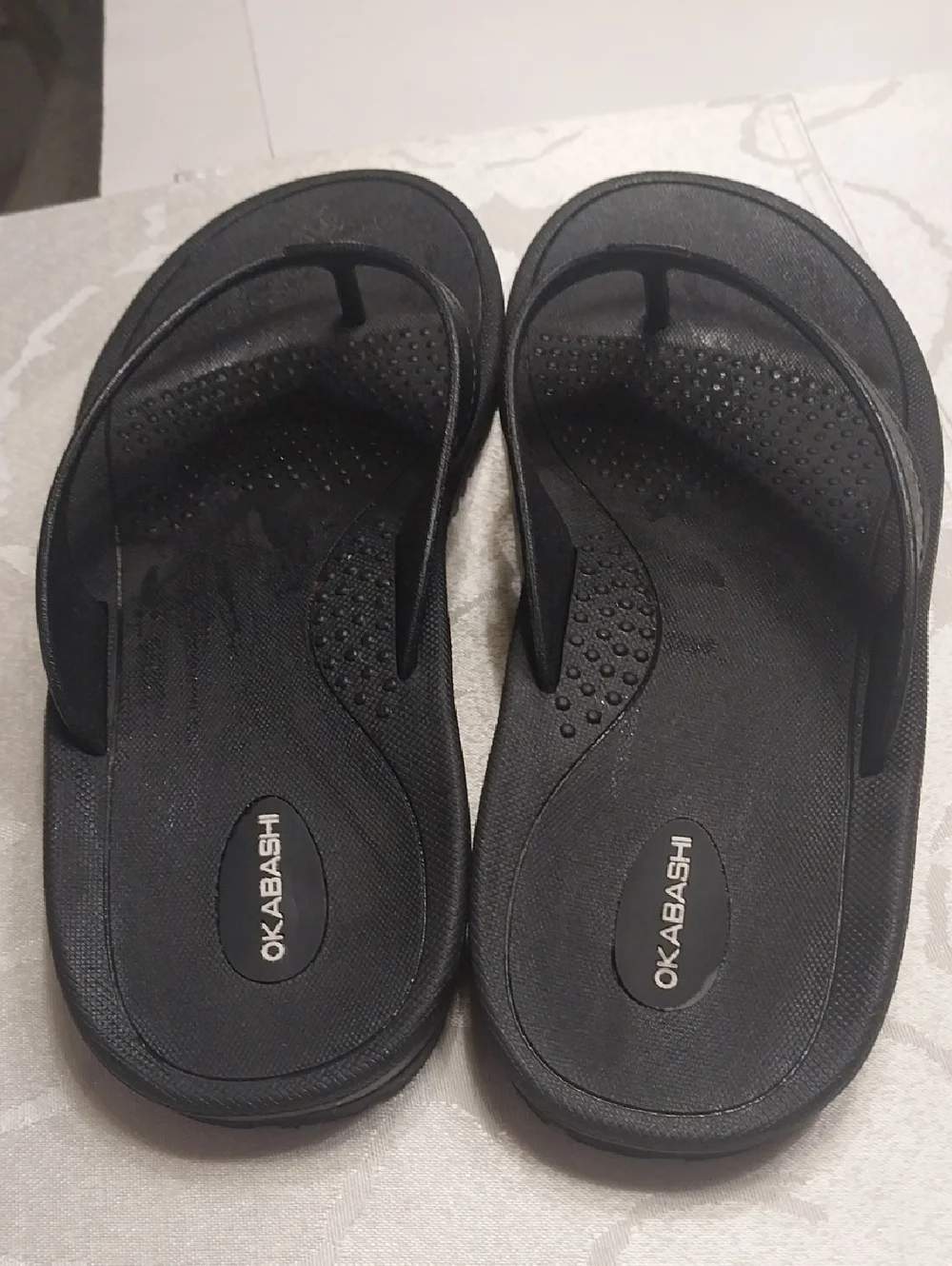 Okabashi Men's Mariner Flip Flop Sandals Size XL Black Comfort Arch Support